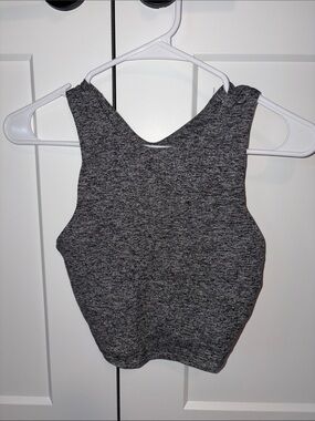 Sleeveless Heather Gray Crop Tank Top - Women